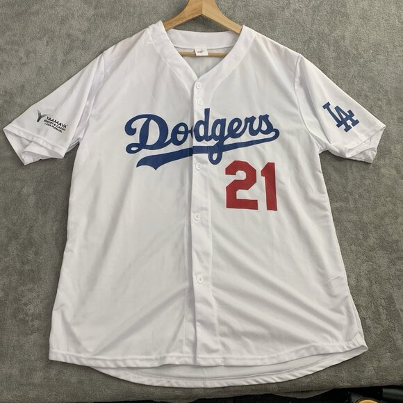 Los Angeles Dodgers Jersey Mens XL Walker Buehler #21 SGA 2024 White Baseball - Picture 1 of 9